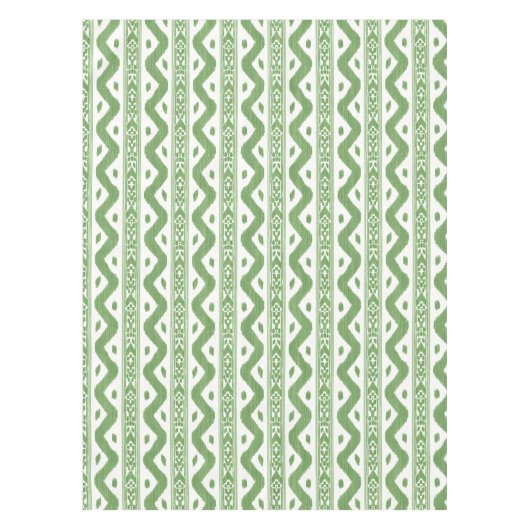 Groot Schaal Appelgroen Ikat Tafelkleed (Voorkant)