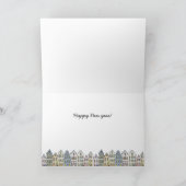 Groot Schaats Nederlandse Huizen - Kerst Wenskaart Feestdagen Kaart (Binnen)