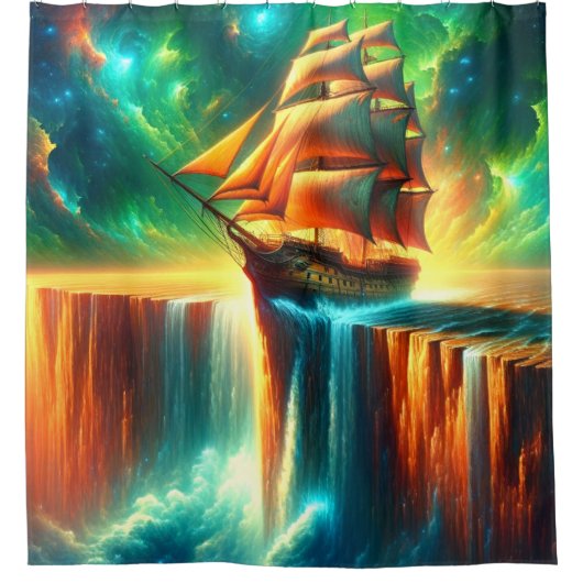 Groot schip fantasie ontwerp douchegordijn (Voorkant)