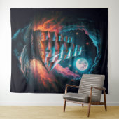 GROOT SCHIP ZEILEN IN DONKERE NACHT DROOM ODYSSEY WANDKLEED (In Situ (horizontaal))