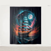 GROOT SCHIP ZEILEN IN DONKERE NACHT DROOM ODYSSEY WANDKLEED (Voorkant)