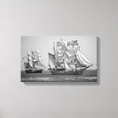 Groot schip zwart en wit canvas afdruk (Voorkant)