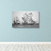 Groot schip zwart en wit canvas afdruk (Insitu (Houten vloer))