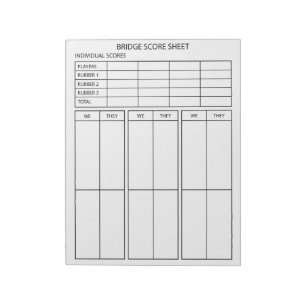 Groot Schrift Rubber Bridge Scoreblok voor Seniore Notitieblok