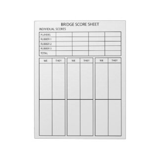 Groot Schrift Rubber Bridge Scoreblok voor Seniore Notitieblok