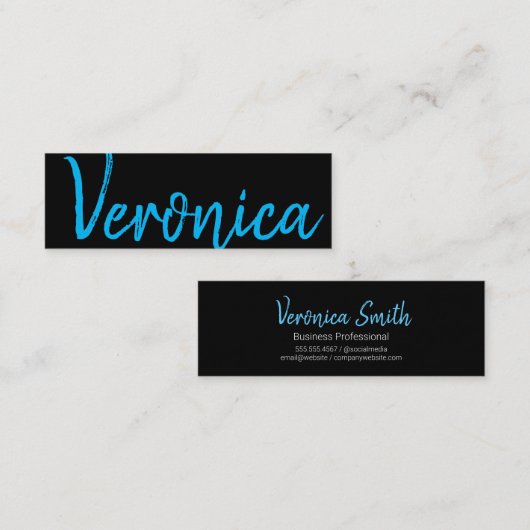 Groot script blauw | Reeks handschrift Mini Visitekaartje (Voorkant / Achterkant)