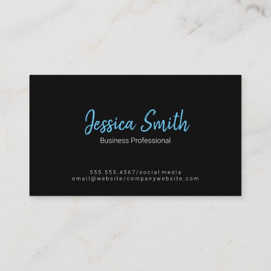 Groot script blauw visitekaartje (Achterkant)