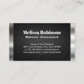 Groot script monogram | Zwart Zilver Visitekaartje (Achterkant)