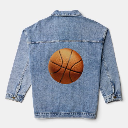 Groot Sinaasappel basketbal, dames denim jas Jacket (Achterkant)