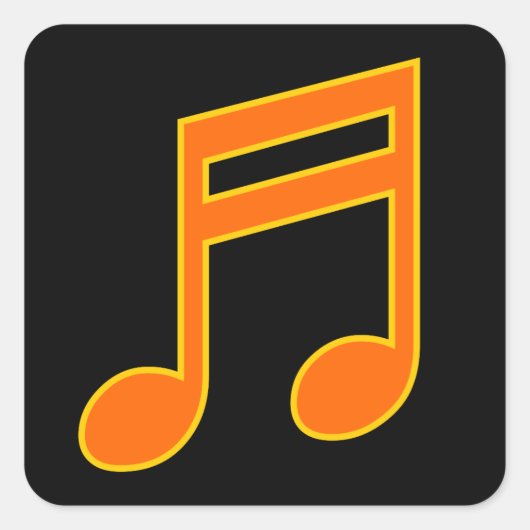 Groot Sinaasappel en geel muzieknoot Vierkante Sticker (Voorkant)