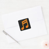 Groot Sinaasappel en geel muzieknoot Vierkante Sticker (Envelop)