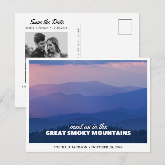 Groot Smoky Mountains Huwelijk Save the Date Briefkaart (Voorkant / Achterkant)