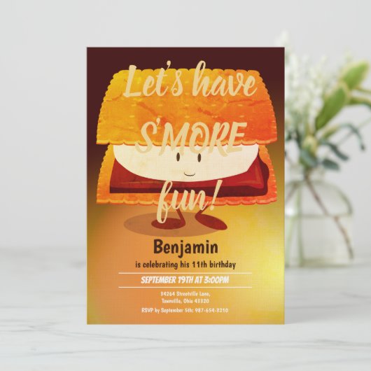 Groot S'more Kind Birthday Party - Verticale uitno Kaart (Staand voorkant)