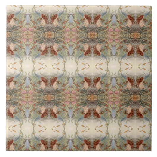 Groot spiegelbeeld Zeemeermin Tegeltje (Voorkant)