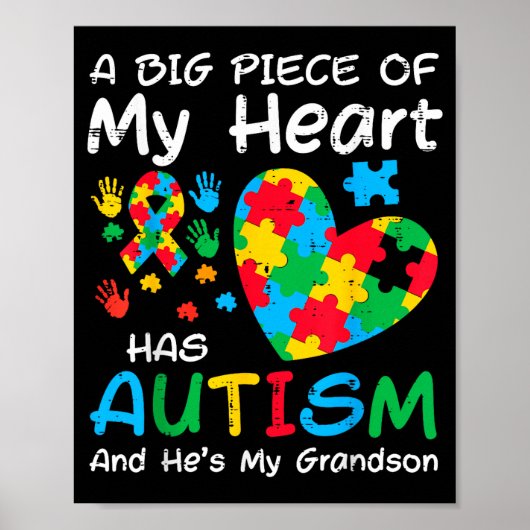 Groot stuk hart heeft autisme kleinzoon bewustzijn poster (Voorkant)