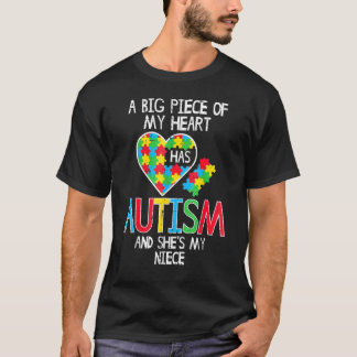 Groot stuk van mijn hart heeft autisme nicht bewus t-shirt