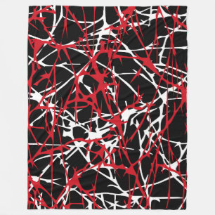 Groot tapelandje, modern, abstract, rood, zwart fleece deken