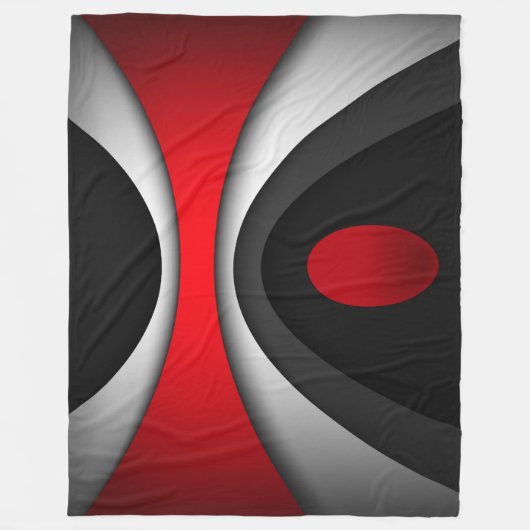 Groot tapelandje, modern, abstract, rood, zwart fleece deken (Voorkant)
