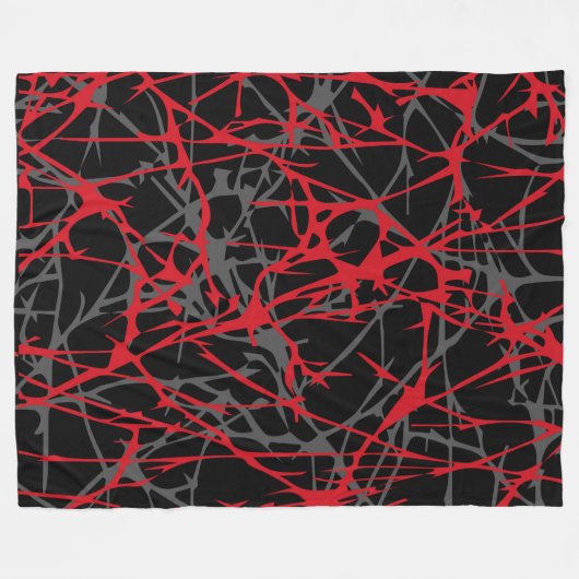Groot tapelandje, modern, abstract, rood, zwart fleece deken (Voorkant (Horizontaal))