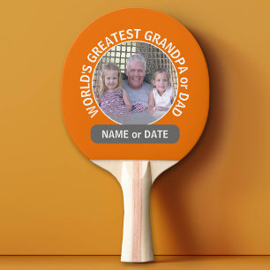 Groot ter wereld met foto's en aangepaste tekst - tafeltennisbatje
