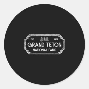 Groot teton nationaal park retro buiten wandelen ronde sticker