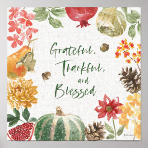 Groot, Thankful en Gezegend Oogst Poster