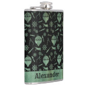 Groot thema Stampunk Verdigris-ballonnen Aangepast Heupfles (Rechts)