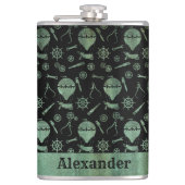 Groot thema Stampunk Verdigris-ballonnen Aangepast Heupfles (Voorkant)