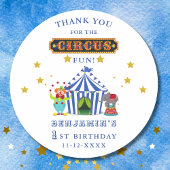 Groot Top Circus 1e Verjaardag Dank u Ronde Sticker