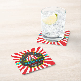 Groot Top Circus Carnaval Chalkboard 1st Kartonnen Onderzetters