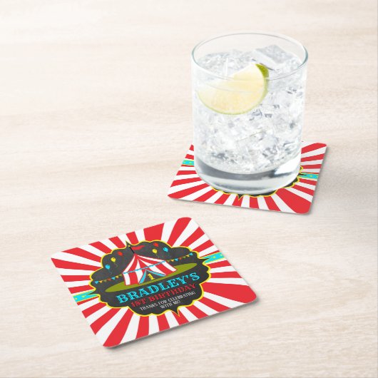 Groot Top Circus Carnaval Chalkboard 1st Kartonnen Onderzetters (Insitu)