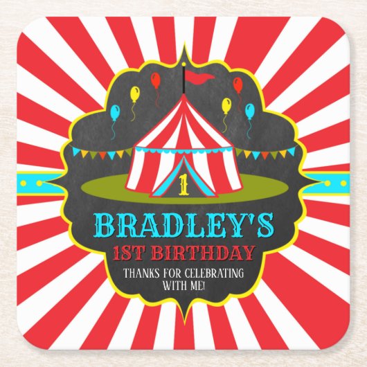 Groot Top Circus Carnaval Chalkboard 1st Kartonnen Onderzetters (Voorkant)