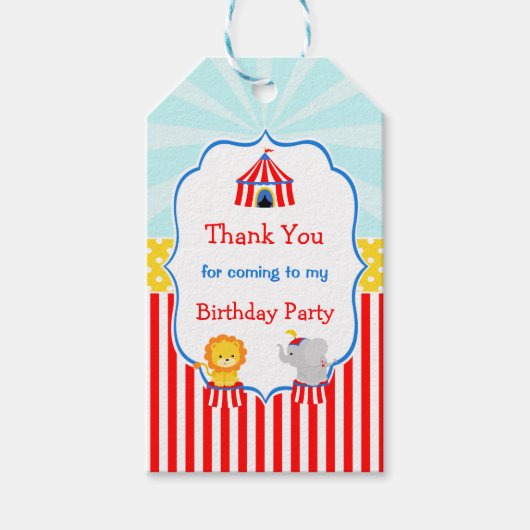 Groot Top Circus Carnaval Gift Label Cadeaulabel (Voorkant)