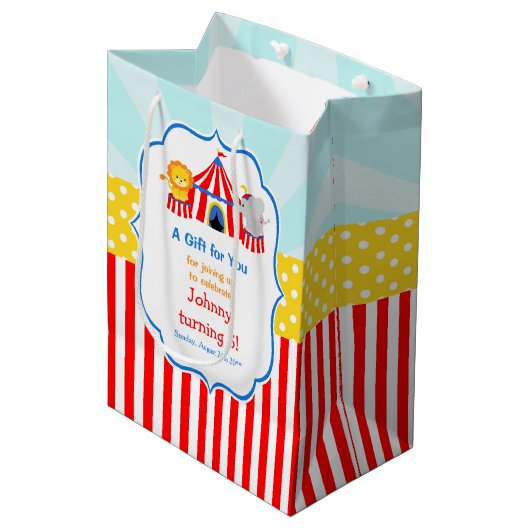Groot Top Circus Carnaval Verjaardagsfeest Dank u Medium Cadeauzakje (Voorkant Gekanteld)