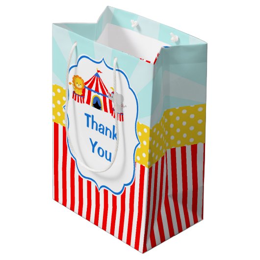 Groot Top Circus Carnaval Verjaardagsfeest Dank u Medium Cadeauzakje (Achterkant Gekanteld)