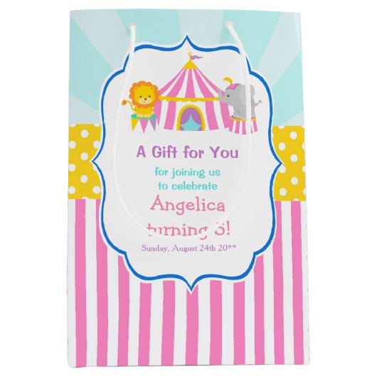 Groot Top Circus Carnaval Verjaardagsfeest Dank u Medium Cadeauzakje (Voorkant)