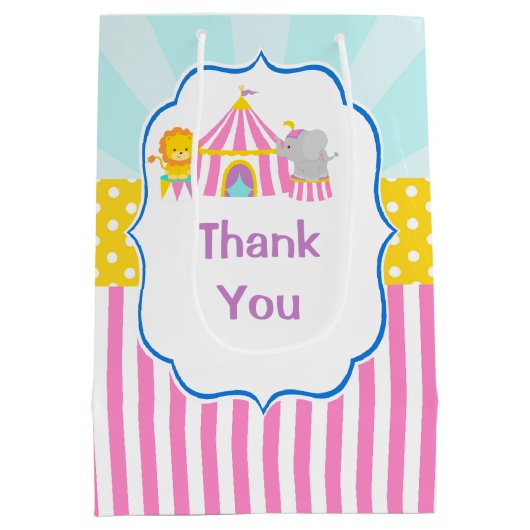 Groot Top Circus Carnaval Verjaardagsfeest Dank u Medium Cadeauzakje (Achterkant)