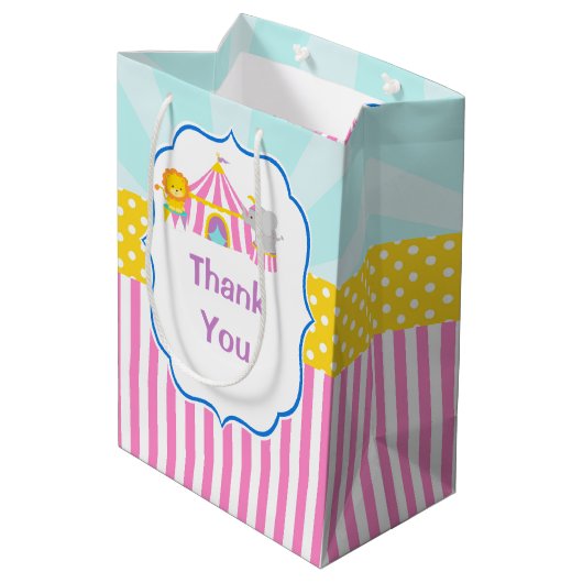 Groot Top Circus Carnaval Verjaardagsfeest Dank u Medium Cadeauzakje (Achterkant Gekanteld)