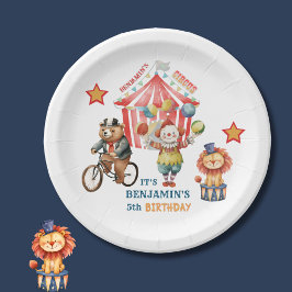 Groot Top Circus Carnaval Vijfde Verjaardag Papieren Bordje