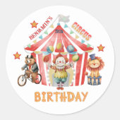 Groot Top Circus Carnaval Vijfde Verjaardag Ronde Sticker (Voorkant)