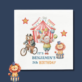 Groot Top Circus Carnaval Vijfde Verjaardag Servet