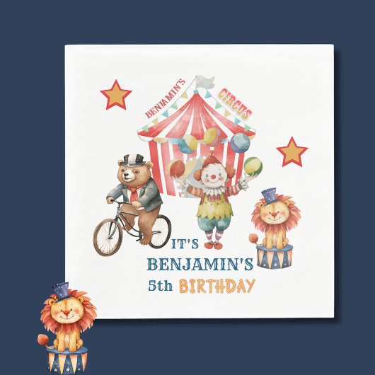 Groot Top Circus Carnaval Vijfde Verjaardag Servet