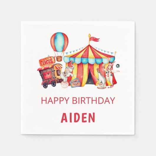 Groot Top Circus Gelukkige Verjaardag Servet (Voorkant)