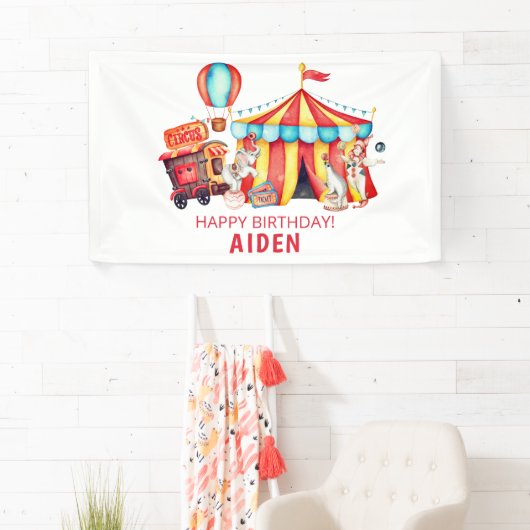 Groot Top Circus Gelukkige Verjaardag Spandoek (Insitu)