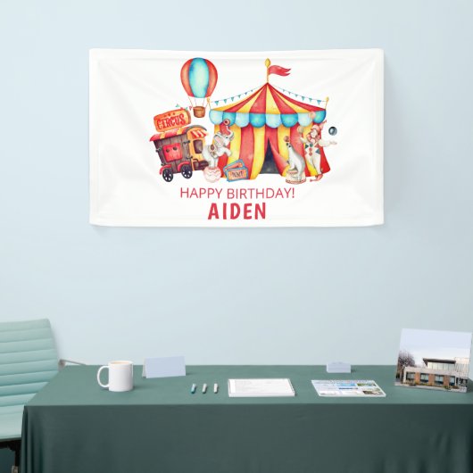 Groot Top Circus Gelukkige Verjaardag Spandoek (Beurs)