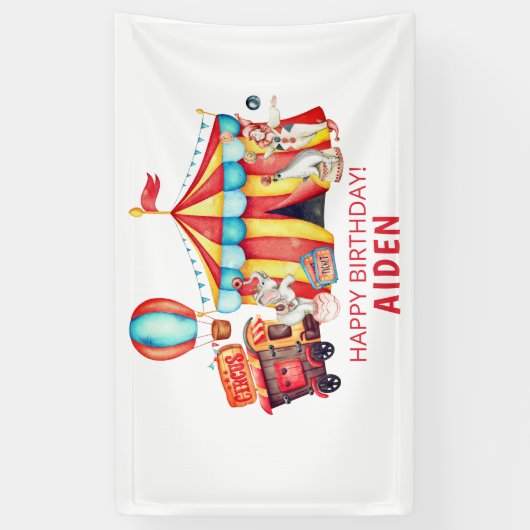 Groot Top Circus Gelukkige Verjaardag Spandoek (Verticaal)