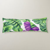 Groot Tropisch Paarse Plant Lichaamskussen (Achterkant)