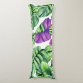 Groot Tropisch Paarse Plant Lichaamskussen (Voorkant Verticaal)