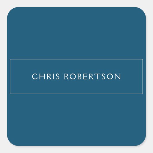 Groot Uitstekend Jouw naam Ocean Blue White Custom Vierkante Sticker (Voorkant)