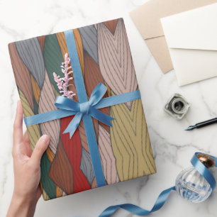 Groot uniek patroon met roze Oranje bruin groen Cadeaupapier